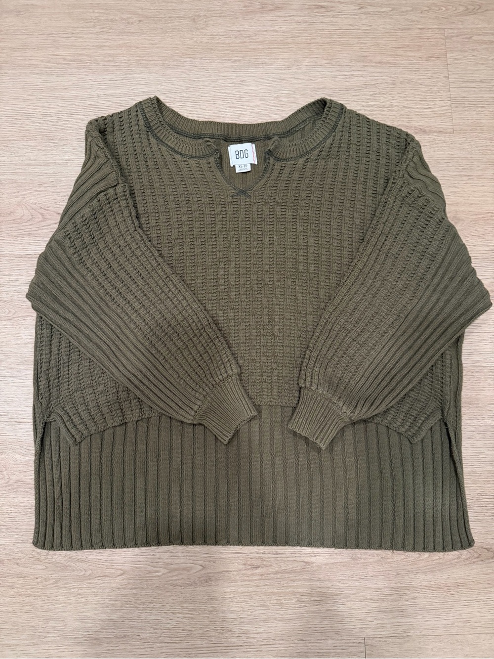 BDG Olive Textured Crewneck Sweater